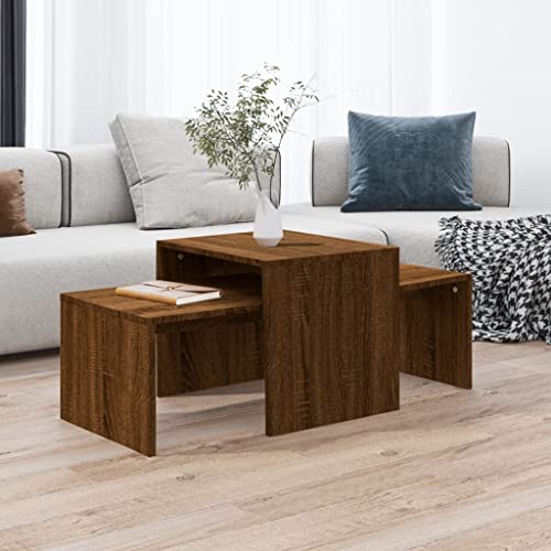 ZQQLVOO Couchtisch-Set Braun Eichen-Optik Nesting-Tischset Eiche Stauraum Beistelltisch modern platzsparend 100x48x40 cm Holzwerkstoff ZQQLVOO Couchtisch-Set Braun Eichen-Optik Nesting-Tischset Eiche Stauraum Beistelltisch modern platzsparend 100x48x40 cm Holzwerkstoff von ZQQLVOO