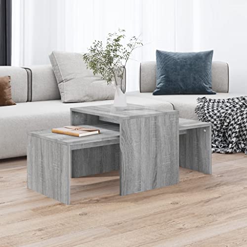 ZQQLVOO Couchtisch-Set Grau Sonoma Nesting-Tischset Eiche Stauraum Beistelltisch modern platzsparend 100x48x40 cm Holzwerkstoff von ZQQLVOO