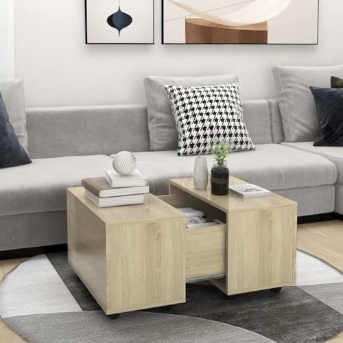 ZQQLVOO Couchtisch Sonoma-Eiche Moderner Ecksofa Tisch mit Aufbewahrung und Rollen für Wohnzimmer 60x60x38 cm Holzwerkstoff ZQQLVOO Couchtisch Sonoma-Eiche Moderner Ecksofa Tisch mit Aufbewahrung und Rollen für Wohnzimmer 60x60x38 cm Holzwerkstoff von ZQQLVOO
