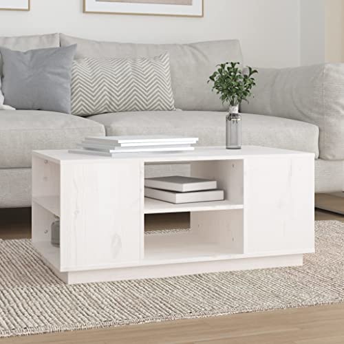 ZQQLVOO Couchtisch Weiß Massiver Kiefernholz Couchtisch mit Stauraum und Stabiler Tischplatte 90x49x40,5 cm Massivholz Kiefer ZQQLVOO Couchtisch Weiß Massiver Kiefernholz Couchtisch mit Stauraum und Stabiler Tischplatte 90x49x40,5 cm Massivholz Kiefer von ZQQLVOO