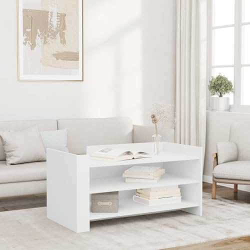 ZQQLVOO Couchtisch Weiß Stilvoller Couchtisch mit Stauraum aus robustem Holzwerkstoff 100x50x50 cm Holzwerkstoff von ZQQLVOO
