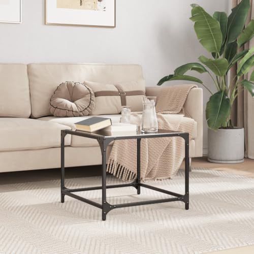 ZQQLVOO Couchtisch mit Glasplatte Schwarz Coffee Table Tisch Wohnzimmer for Innenraum Wohnzimmer 50x50x40 cm Stahl von ZQQLVOO