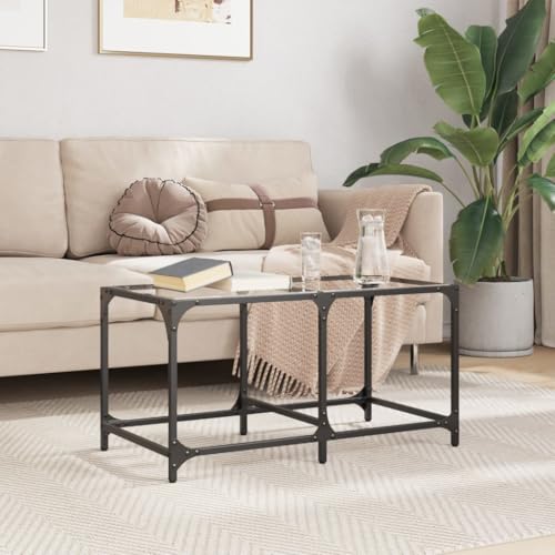 ZQQLVOO Couchtisch mit Glasplatte Transparent Coffee Table wohnzimmertisch for Innenraum Esszimmer 78,5x40x40 cm Stahl von ZQQLVOO
