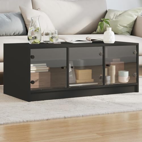 ZQQLVOO Couchtisch mit Glastüren Schwarz wohnzimmertisch Couch Tisch for Innenraum Esszimmer 102x50x42 cm ZQQLVOO Couchtisch mit Glastüren Schwarz wohnzimmertisch Couch Tisch for Innenraum Esszimmer 102x50x42 cm von ZQQLVOO