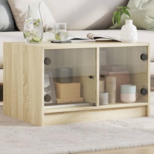 ZQQLVOO Couchtisch mit Glastüren Sonoma-Eiche Couch Tisch wohnzimmertisch for Esszimmer Innenraum 68x50x42 cm ZQQLVOO Couchtisch mit Glastüren Sonoma-Eiche Couch Tisch wohnzimmertisch for Esszimmer Innenraum 68x50x42 cm von ZQQLVOO
