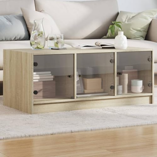 ZQQLVOO Couchtisch mit Glastüren Sonoma-Eiche beistelltisch Coffee Table for Innenraum Wohnzimmer 102x50x42 cm ZQQLVOO Couchtisch mit Glastüren Sonoma-Eiche beistelltisch Coffee Table for Innenraum Wohnzimmer 102x50x42 cm von ZQQLVOO