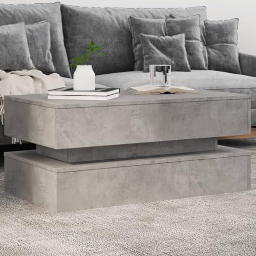 ZQQLVOO Couchtisch mit LED-Leuchten Betongrau Wohnzimmer möbel beistelltisch for Esszimmer Wohnzimmer 90x50x40 cm von ZQQLVOO