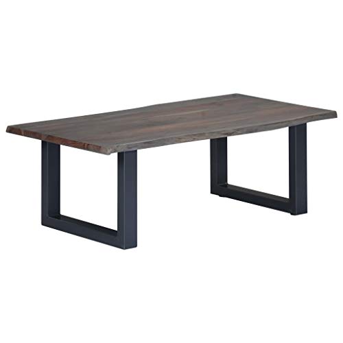 ZQQLVOO Couchtisch mit Naturkanten Grau Tisch Wohnzimmer Coffee Table for Wohnzimmer Innenraum 115x60x40 cm Massivholz Akazie von ZQQLVOO