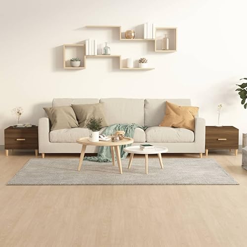 ZQQLVOO Couchtische 2 STK. Braun Eichen-Optik Beistelltisch mit Schublade aus Holzwerkstoff, minimalistisches Design und Stauraum 50x50x40 cm Holzwerkstoff von ZQQLVOO