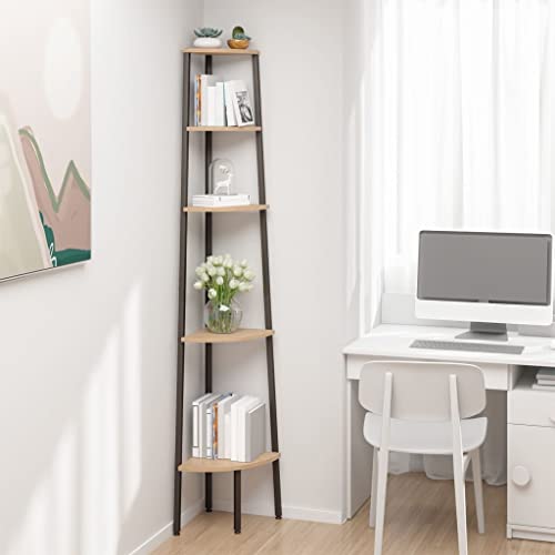 ZQQLVOO Eckregal mit 5 Böden Hellbraun und Schwarz Multifunktionales Bücherregal für Wohnzimmer 45,5x31,5x180 cm ZQQLVOO Eckregal mit 5 Böden Hellbraun und Schwarz Multifunktionales Bücherregal für Wohnzimmer 45,5x31,5x180 cm von ZQQLVOO