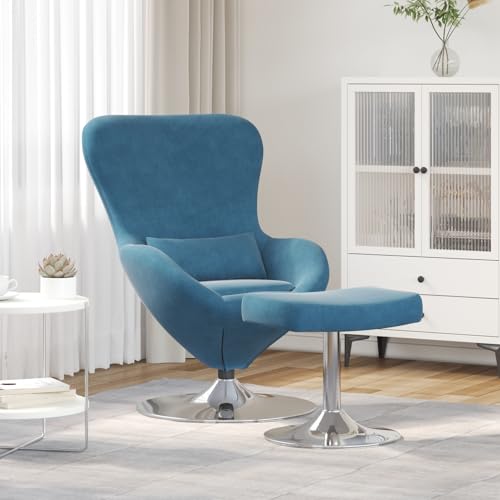 ZQQLVOO Ei-Stuhl mit Fußhocker Blau Samt fernsehsessel Lounge Sessel for Innenraum Wohnzimmer von ZQQLVOO