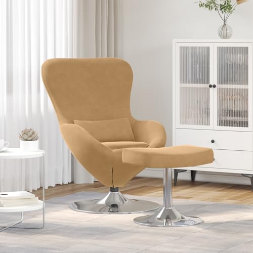 ZQQLVOO Ei-Stuhl mit Fußhocker Braun Samt Lounge Sessel cocktailsessel for Balkon Schlafzimmer von ZQQLVOO