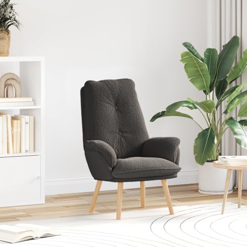 ZQQLVOO Entspannungssessel Dunkelgrau Lockiges Wollartiges Gewebe Chair ohrensessel mit hocker for Schlafzimmer Balkon von ZQQLVOO