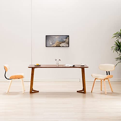 ZQQLVOO Esszimmerstühle 2 STK. Creme Bugholz und Kunstleder Sitzgelegenheiten Speisestühle für Schlafzimmer von ZQQLVOO