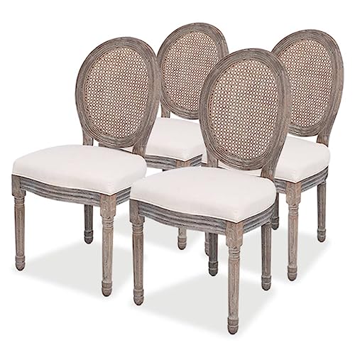 ZQQLVOO Esszimmerstühle 4 STK. Creme Stoff Küchenstühle Wohnzimmerstühle für Schlafzimmer von ZQQLVOO