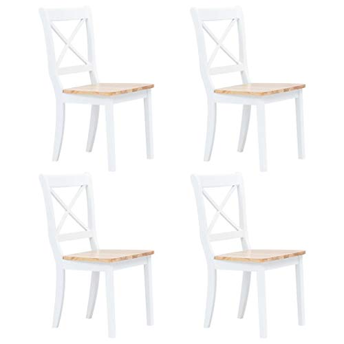 ZQQLVOO Esszimmerstühle 4 STK. Weiß & Helles Holz Gummibaum Massivholz, Bequemer Polsterstuhl, Stuhl Esszimmer, Küchenstuhl, Esszimmer Set, Wohnzimmerstühle, Chairs for Living Room von ZQQLVOO