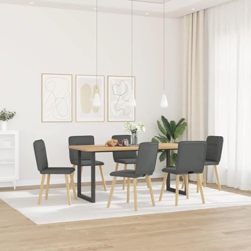 ZQQLVOO Esszimmerstühle 6 STK. Dunkelgrau Stoff Bequeme Stühle Wohnzimmerstühle für Schlafzimmer von ZQQLVOO