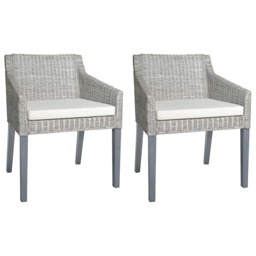 ZQQLVOO Esszimmerstühle mit Kissen 2 STK. Grau Natur Rattan Bequeme Stühle Multifunktionaler Esszimmerstuhl für Esszimmerstuhl ZQQLVOO Esszimmerstühle mit Kissen 2 STK. Grau Natur Rattan Bequeme Stühle Multifunktionaler Esszimmerstuhl für Esszimmerstuhl von ZQQLVOO