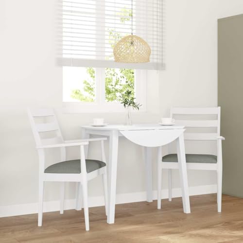ZQQLVOO Esszimmerstühle mit Kissen 2 STK. Weiß Massivholz Gummibaum Küchenstühle Speisestühle für Wohnzimmer von ZQQLVOO