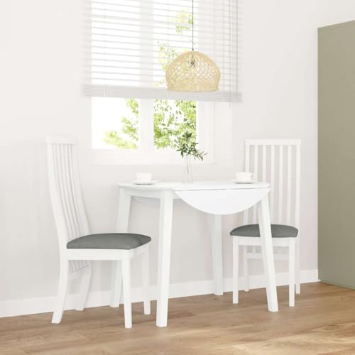 ZQQLVOO Esszimmerstühle mit Kissen 2 STK. Weiß Massivholz Gummibaum Sitzgelegenheiten Stühle Esszimmer für Schlafzimmer von ZQQLVOO
