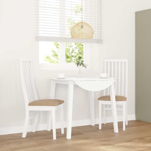 ZQQLVOO Esszimmerstühle mit Kissen 2 STK. Weiß Massivholz Gummibaum Wohnzimmerstühle Esszimmermöbel für Schlafzimmer von ZQQLVOO