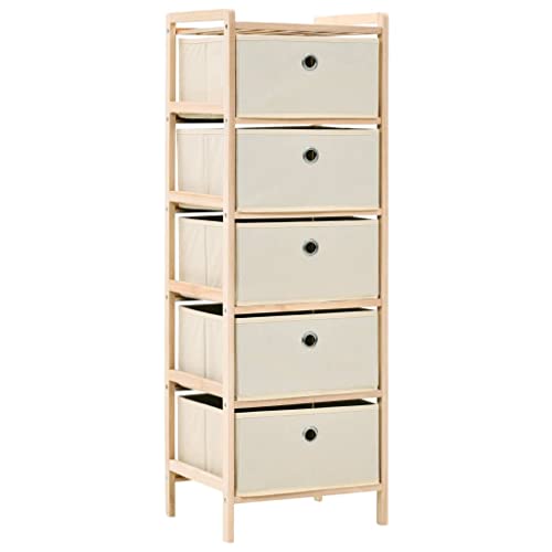 ZQQLVOO Garderobenschränke Wohnzimmer Sideboard Zimmermöbel Korb-Kommode mit 5 Stoffkörben Zedernholz Beige von ZQQLVOO