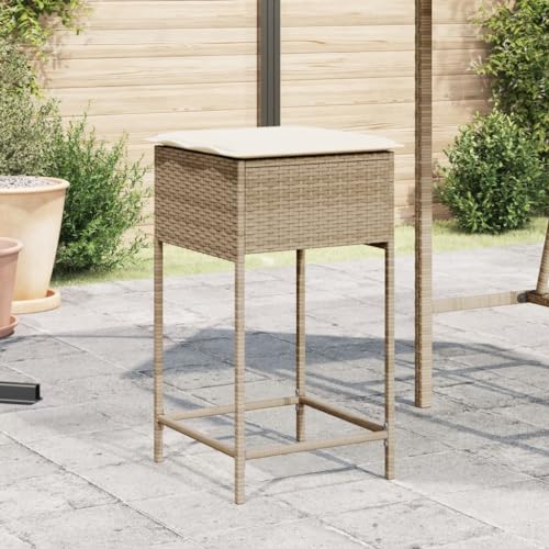 ZQQLVOO Garten-Barhocker mit Kissen 2 STK. Beige Poly Rattan Terrassenmöbel Gartenbestuhlung for Deck Garden ZQQLVOO Garten-Barhocker mit Kissen 2 STK. Beige Poly Rattan Terrassenmöbel Gartenbestuhlung for Deck Garden von ZQQLVOO