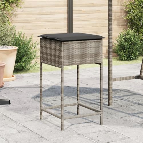ZQQLVOO Garten-Barhocker mit Kissen 2 STK. Grau Poly Rattan Balkonstühle Sitzmöglichkeiten im Freien for Patio Deck ZQQLVOO Garten-Barhocker mit Kissen 2 STK. Grau Poly Rattan Balkonstühle Sitzmöglichkeiten im Freien for Patio Deck von ZQQLVOO