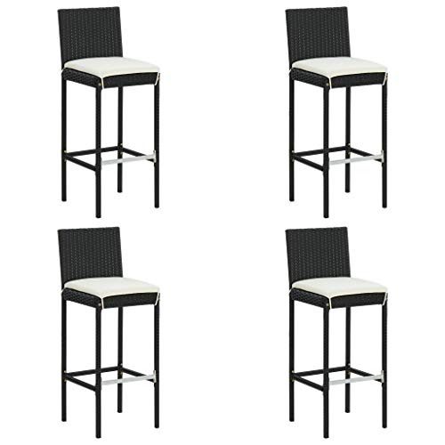 ZQQLVOO Garten-Barhocker mit Kissen 4 STK. Schwarz Poly Rattan Terrassenmöbel Balkonstühle for Outdoor Balcony ZQQLVOO Garten-Barhocker mit Kissen 4 STK. Schwarz Poly Rattan Terrassenmöbel Balkonstühle for Outdoor Balcony von ZQQLVOO