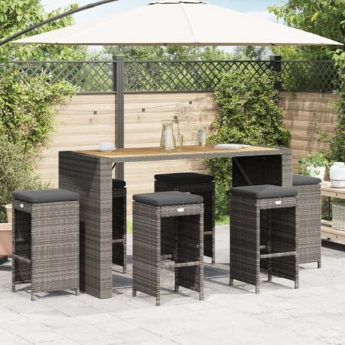 ZQQLVOO Garten-Barhocker mit Kissen 6 STK. Grau Poly Rattan Terrassenmöbel Sitzgelegenheiten für den Garten for Deck Patio ZQQLVOO Garten-Barhocker mit Kissen 6 STK. Grau Poly Rattan Terrassenmöbel Sitzgelegenheiten für den Garten for Deck Patio von ZQQLVOO