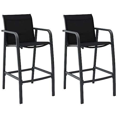 ZQQLVOO Garten-Barstühle 2 STK. Schwarz Textilene Sitzmöbel für den Garten Gartenmöbelstühle for Garden Deck ZQQLVOO Garten-Barstühle 2 STK. Schwarz Textilene Sitzmöbel für den Garten Gartenmöbelstühle for Garden Deck von ZQQLVOO
