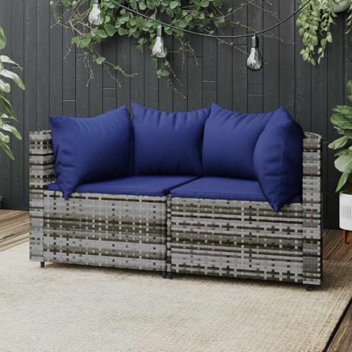 ZQQLVOO Garten-Ecksofas mit Kissen 2 STK. Grau Poly Rattan 使用逗号” for 室内 von ZQQLVOO