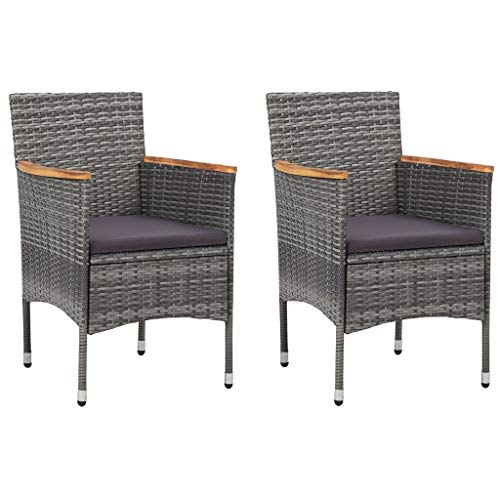 ZQQLVOO Garten-Essstühle 2 STK. Poly Rattan Grau Balkonmöbel Balkonstühle for Lawn Deck ZQQLVOO Garten-Essstühle 2 STK. Poly Rattan Grau Balkonmöbel Balkonstühle for Lawn Deck von ZQQLVOO