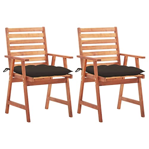 ZQQLVOO Garten-Essstühle 2 STK. mit Kissen Massivholz Akazie Sitzmöglichkeiten im Freien Sitzgelegenheiten für den Garten for Patio Lawn von ZQQLVOO