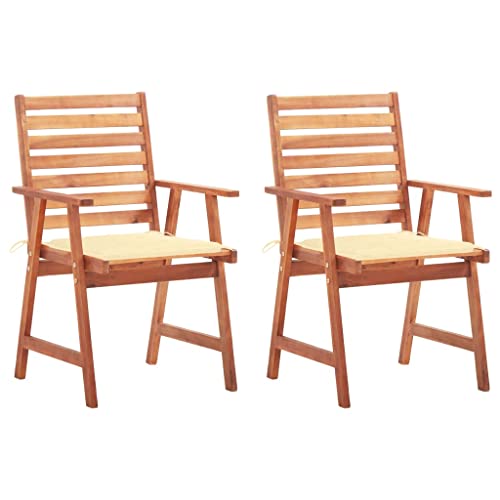 ZQQLVOO Garten-Essstühle 2 STK. mit Kissen Massivholz Akazie Terrassenmöbel Balkonmöbel for Outdoor Deck von ZQQLVOO