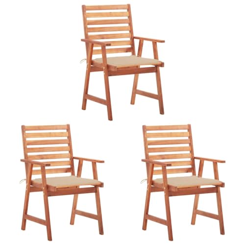 ZQQLVOO Garten-Essstühle 3 STK. mit Kissen Massivholz Akazie Balkonmöbel Sitzmöbel für den Garten for Deck Balcony ZQQLVOO Garten-Essstühle 3 STK. mit Kissen Massivholz Akazie Balkonmöbel Sitzmöbel für den Garten for Deck Balcony von ZQQLVOO
