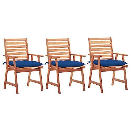 ZQQLVOO Garten-Essstühle 3 STK. mit Kissen Massivholz Akazie Sitzmöbel für den Garten Outdoor-Stühle for Outdoor Balcony von ZQQLVOO