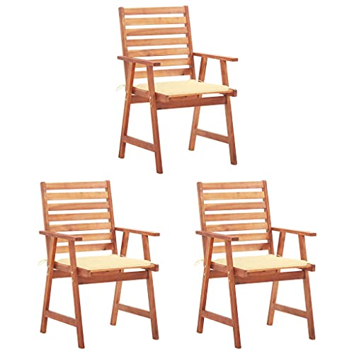 ZQQLVOO Garten-Essstühle 3 STK. mit Kissen Massivholz Akazie Sitzmöglichkeiten im Freien Sitzgelegenheiten für den Garten for Garden Deck ZQQLVOO Garten-Essstühle 3 STK. mit Kissen Massivholz Akazie Sitzmöglichkeiten im Freien Sitzgelegenheiten für den Garten for Garden Deck von ZQQLVOO