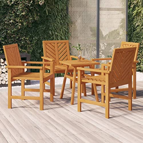 ZQQLVOO Garten-Essstühle 4 STK. Massivholz Akazie Gartenbestuhlung Balkonstühle for Outdoor Balcony von ZQQLVOO