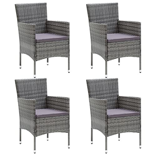 ZQQLVOO Garten-Essstühle 4 STK. Poly Rattan Grau Balkonmöbel Gartenmöbel for Garden Deck ZQQLVOO Garten-Essstühle 4 STK. Poly Rattan Grau Balkonmöbel Gartenmöbel for Garden Deck von ZQQLVOO