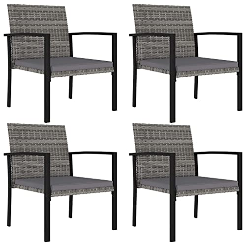 ZQQLVOO Garten-Essstühle 4 STK. Poly Rattan Grau Balkonstühle Sitzgelegenheiten für den Garten for Garden Deck von ZQQLVOO