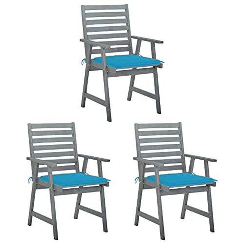 ZQQLVOO Garten-Essstühle mit Kissen 3 STK. Massivholz Akazie Gartenmöbel Balkonmöbel for Outdoor Lawn ZQQLVOO Garten-Essstühle mit Kissen 3 STK. Massivholz Akazie Gartenmöbel Balkonmöbel for Outdoor Lawn von ZQQLVOO