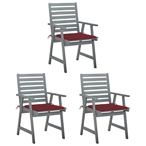 ZQQLVOO Garten-Essstühle mit Kissen 3 STK. Massivholz Akazie Gartenmöbel Sitzmöglichkeiten im Freien for Balcony Outdoor von ZQQLVOO