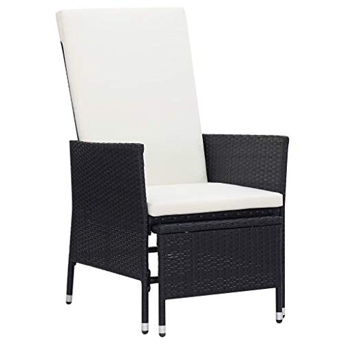 ZQQLVOO Garten-Liegestuhl mit Auflagen Poly Rattan Schwarz Sitzmöglichkeiten im Freien Balkonstühle for Outdoor Deck von ZQQLVOO