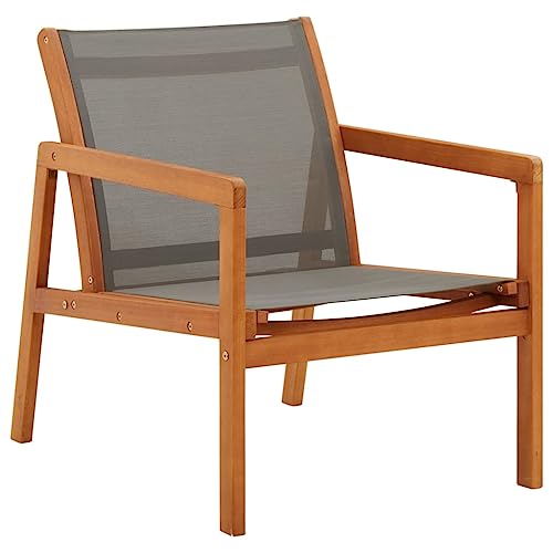 ZQQLVOO Garten-Loungestuhl Grau Massivholz Eukalyptus und Textilene Sitzmöbel für den Garten Gartenmöbelstühle for Lawn Deck von ZQQLVOO