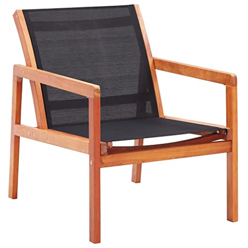 ZQQLVOO Garten-Loungestuhl Schwarz Massivholz Eukalyptus und Textilene Balkonstühle Outdoor-Stühle for Balcony Patio von ZQQLVOO