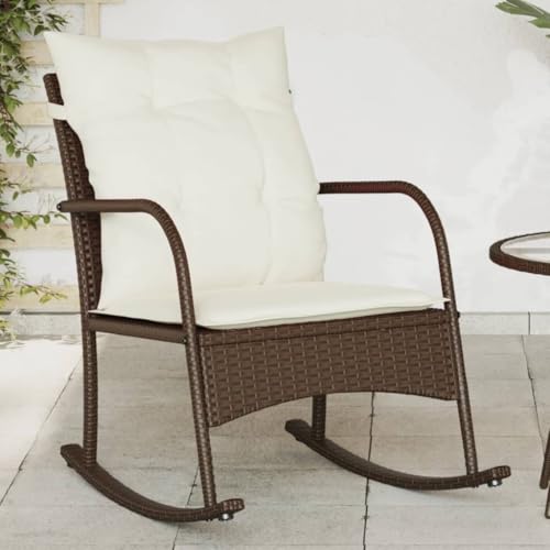 ZQQLVOO Garten-Schaukelstuhl mit Kissen Braun Poly Rattan Balkonstühle Sitzgelegenheiten für den Garten for Balcony Patio ZQQLVOO Garten-Schaukelstuhl mit Kissen Braun Poly Rattan Balkonstühle Sitzgelegenheiten für den Garten for Balcony Patio von ZQQLVOO