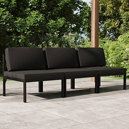 ZQQLVOO Gartenmöbel Set Gartenlounge Outdoor Gartensofa 3-Sitzer mit Kissen Aluminium Anthrazit von ZQQLVOO