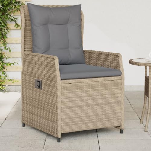 ZQQLVOO Gartensessel 2 STK. Verstellbar Beige Poly Rattan Terrassenmöbel Gartenmöbelstühle for Balcony Lawn von ZQQLVOO