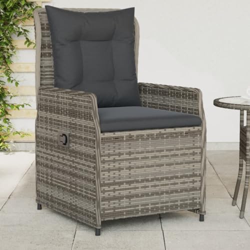 ZQQLVOO Gartensessel 2 STK. Verstellbar Grau Poly Rattan Sitzmöglichkeiten im Freien Balkonmöbel for Deck Outdoor von ZQQLVOO